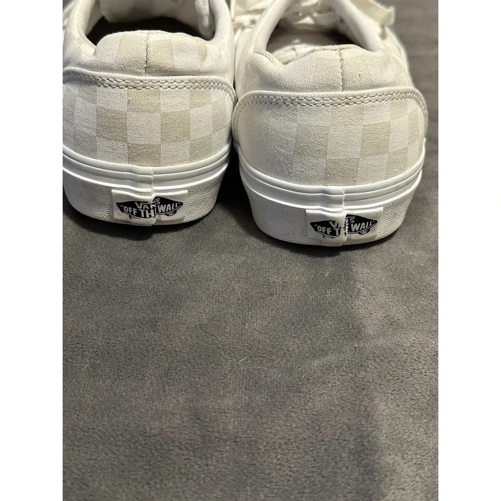 Vans Era Checkerboard White Off White Canvas Low Top Sneakers Womens 8